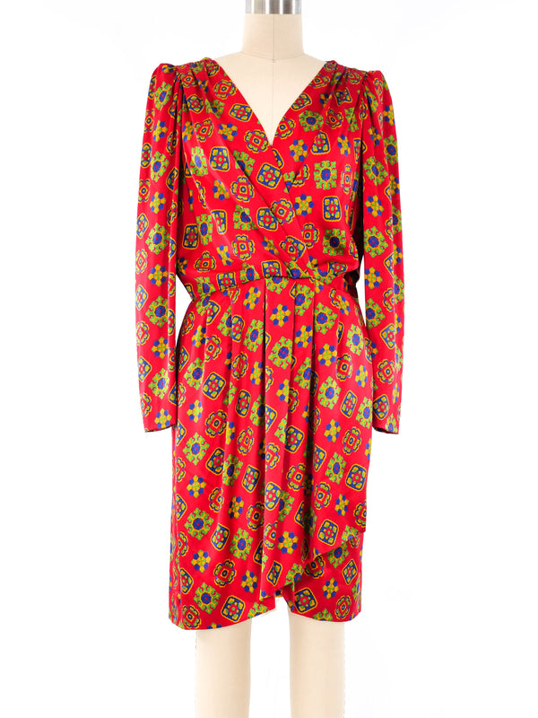 Yves Saint Laurent Printed Silk Wrap Dress Dress arcadeshops.com