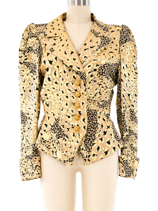 Yves Saint Laurent Metallic Leopard Printed Blazer Jacket arcadeshops.com
