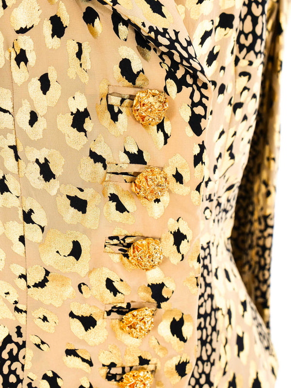 Yves Saint Laurent Metallic Leopard Printed Blazer Jacket arcadeshops.com