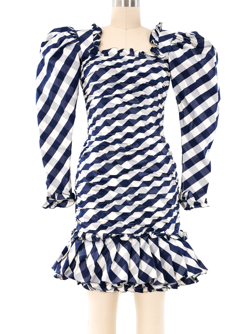 Ungaro Gingham Printed Ruched Dress Dress arcadeshops.com