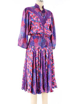 Diane Freis Floral Printed Pleated Dress Dress arcadeshops.com