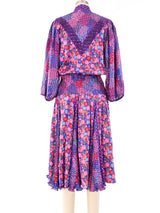 Diane Freis Floral Printed Pleated Dress Dress arcadeshops.com
