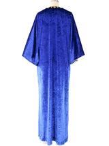 Oscar de la Renta Blue Crushed Velvet Caftan Dress arcadeshops.com