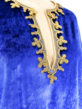 Oscar de la Renta Blue Crushed Velvet Caftan Dress arcadeshops.com