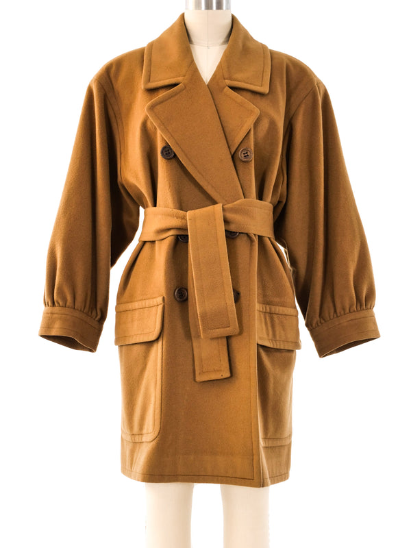 Yves Saint Laurent Belted Wool Coat Outerwear arcadeshops.com