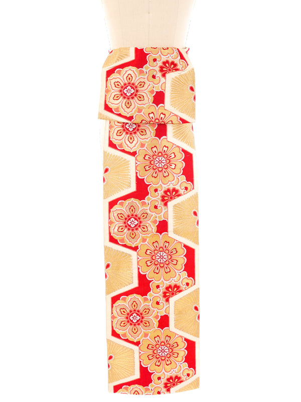 Metallic Floral Kimono Obi Belt Accessory arcadeshops.com