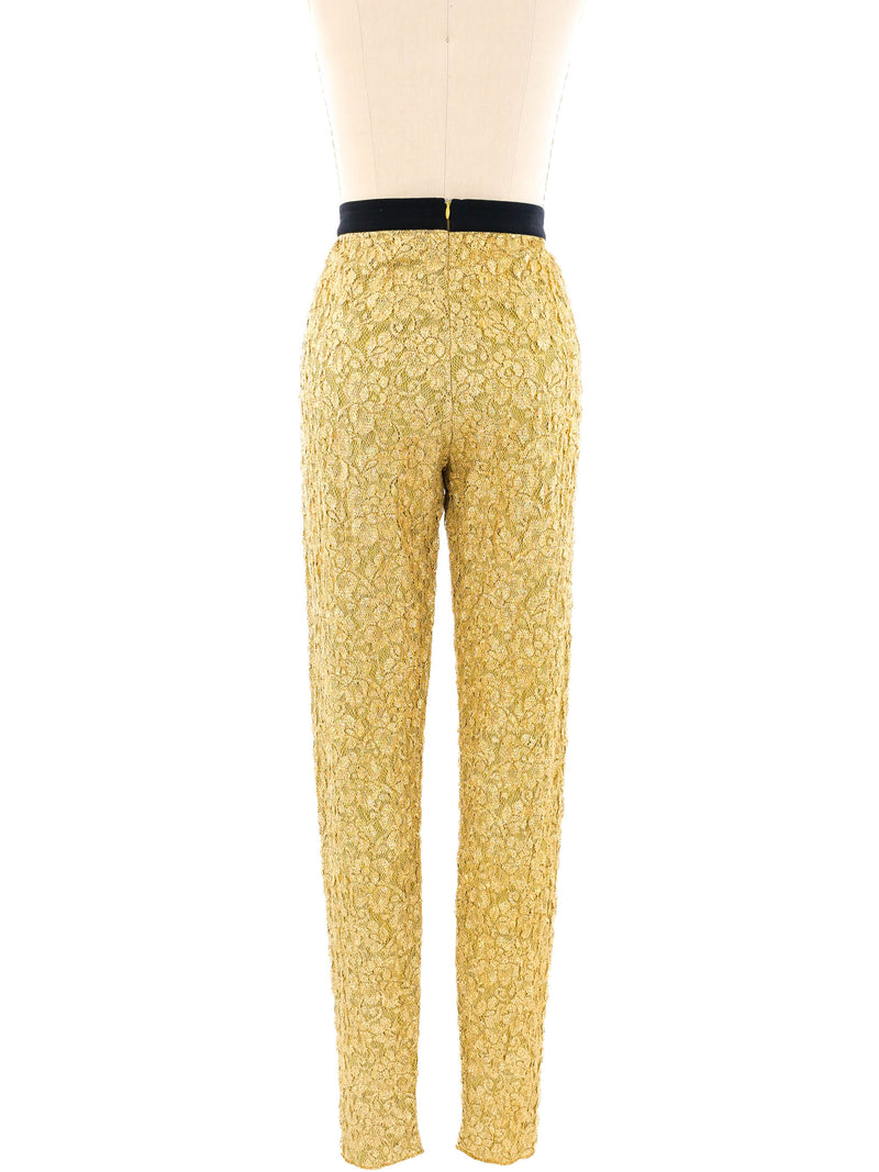 Versace Istante Metallic Gold Lace Pant Bottom arcadeshops.com