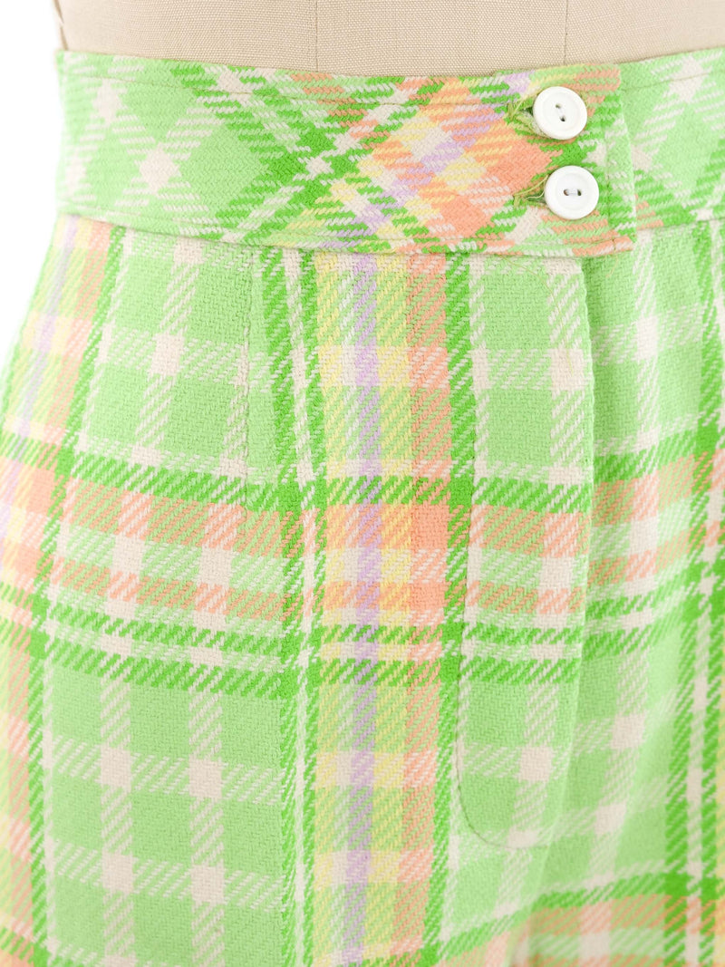 1960's Lime Plaid Wool Pant Bottom arcadeshops.com