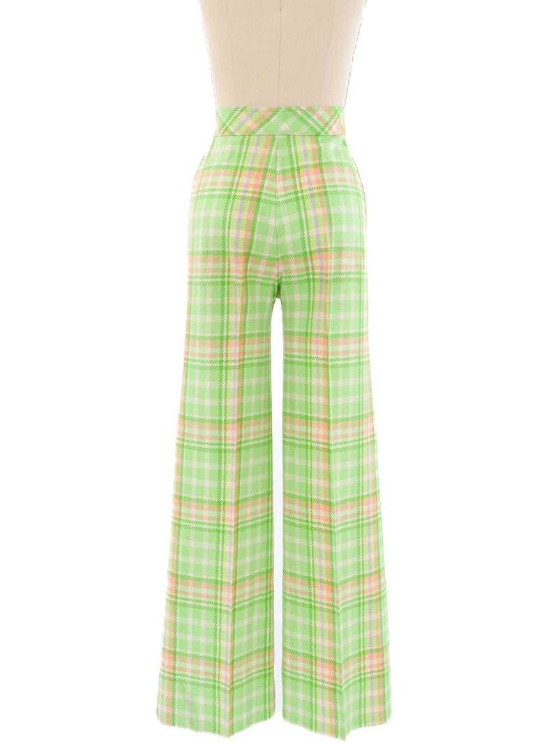 1960's Lime Plaid Wool Pant Bottom arcadeshops.com