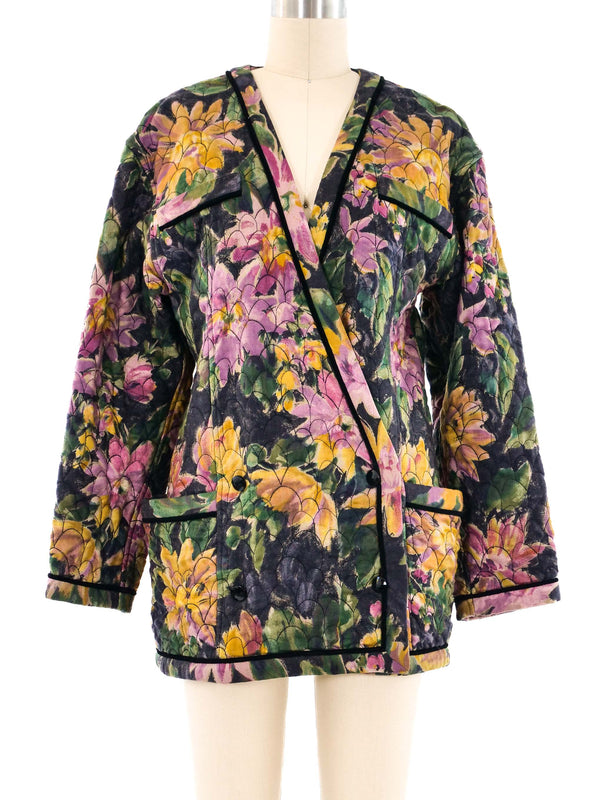 Emanuel Ungaro Quilted Watercolor Floral Jacket Jacket arcadeshops.com