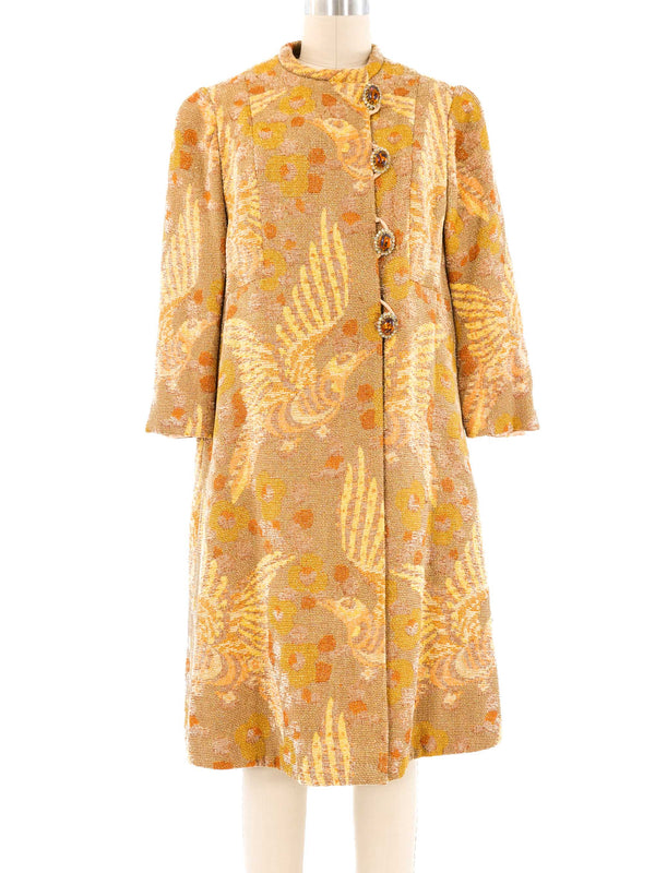 Gold Lurex Bird Tapestry Swing Coat Outerwear arcadeshops.com