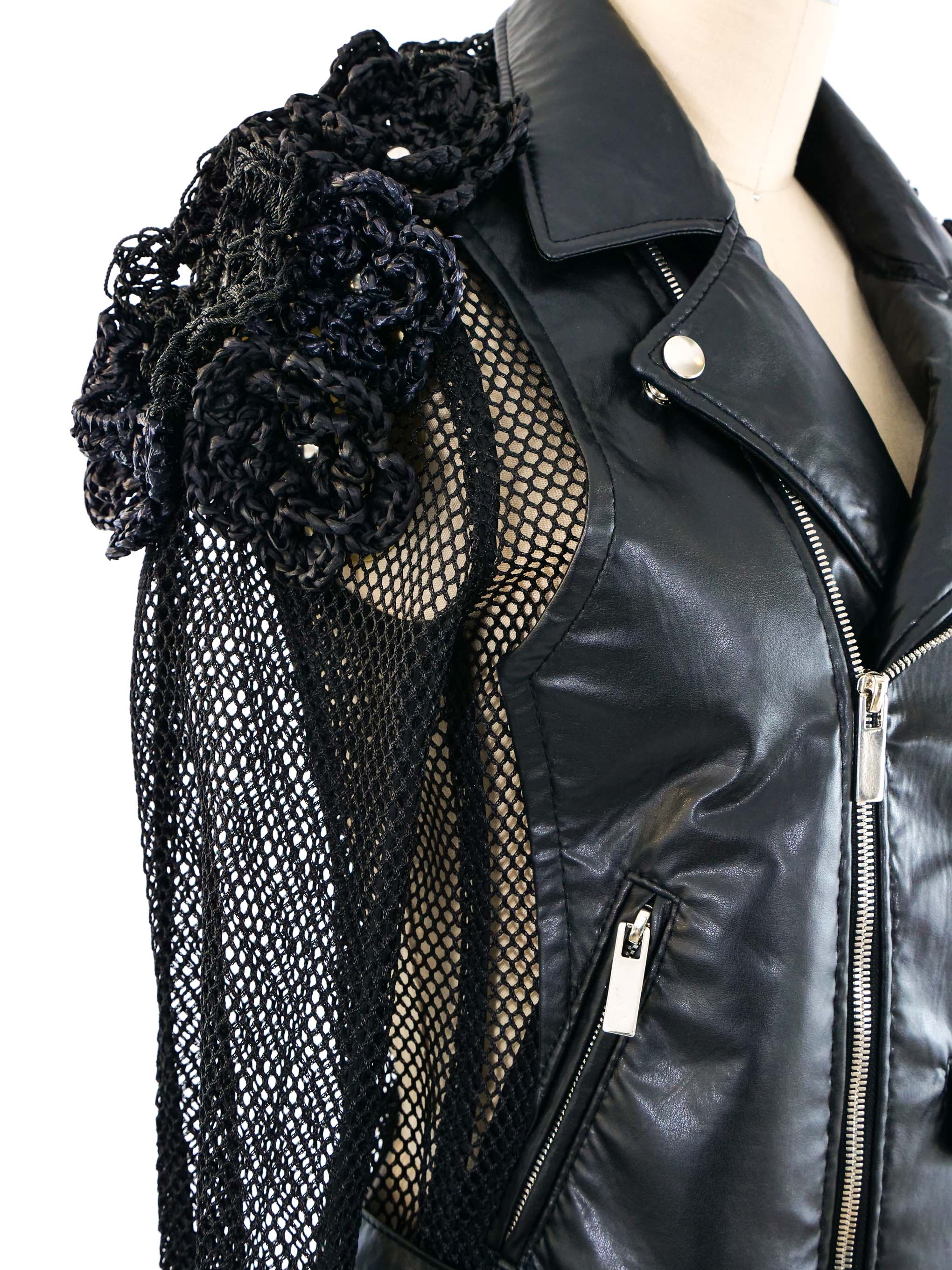 Comme Des Garcons Noir Mesh Biker Jacket
