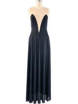 Illusion Neckline Satin Nightgown Dress arcadeshops.com