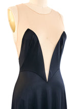 Illusion Neckline Satin Nightgown Dress arcadeshops.com