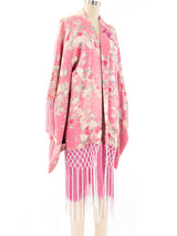 Floral Printed Fringed Silk Kimono Jacket arcadeshops.com