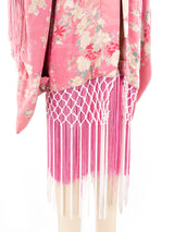 Floral Printed Fringed Silk Kimono Jacket arcadeshops.com