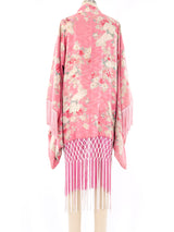 Floral Printed Fringed Silk Kimono Jacket arcadeshops.com