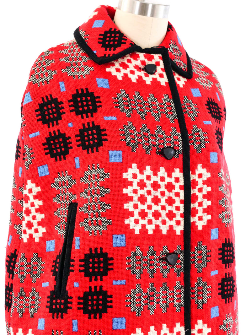 Graphic Woven Wool Poncho Outerwear arcadeshops.com