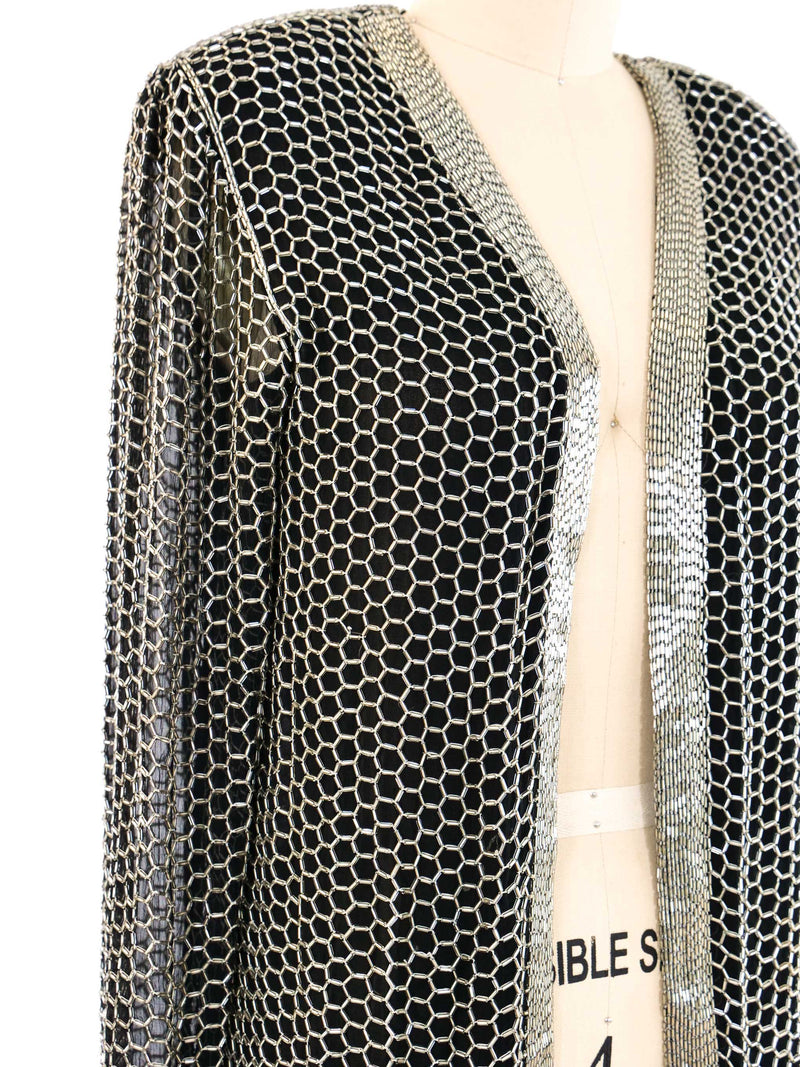 Silver Honeycomb Beaded Cardigan Jacket arcadeshops.com