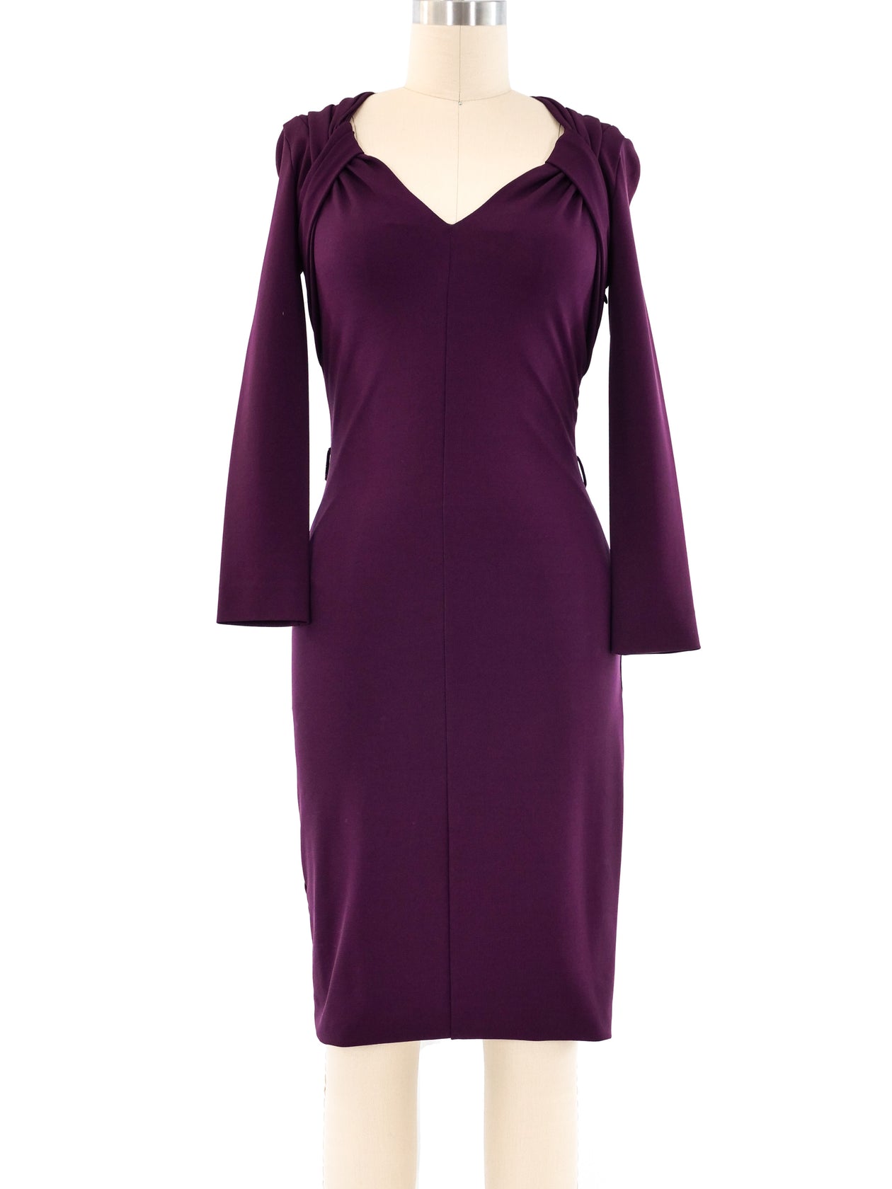 fitted lace wedding dress Floral-Detail Off-Shoulder Ruched Bodycon Mini Dress in Plum main image 1