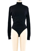 Alaia Black Wool Bodysuit Top arcadeshops.com