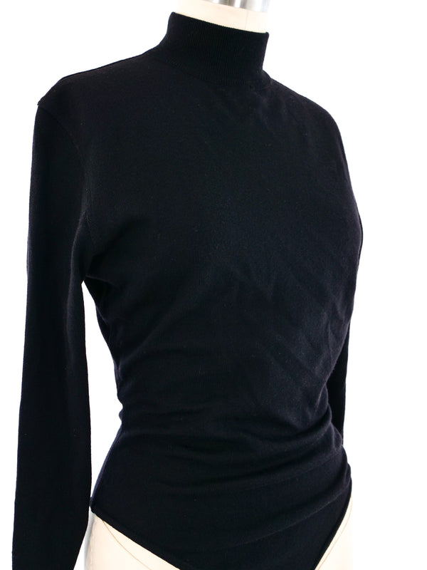 Alaia Black Wool Bodysuit Top arcadeshops.com