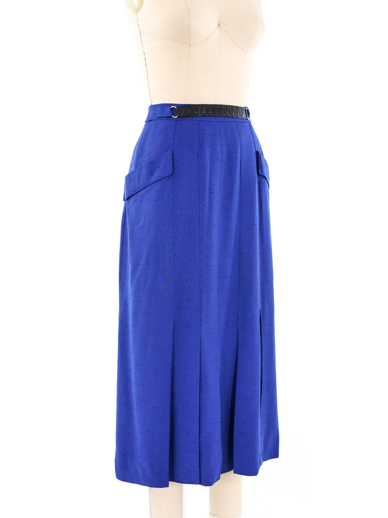 Hermes Blue Pleated Midi Skirt Bottom arcadeshops.com
