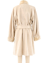 Yves Saint Laurent Fur Lined Wool Belted Coat Outerwear arcadeshops.com