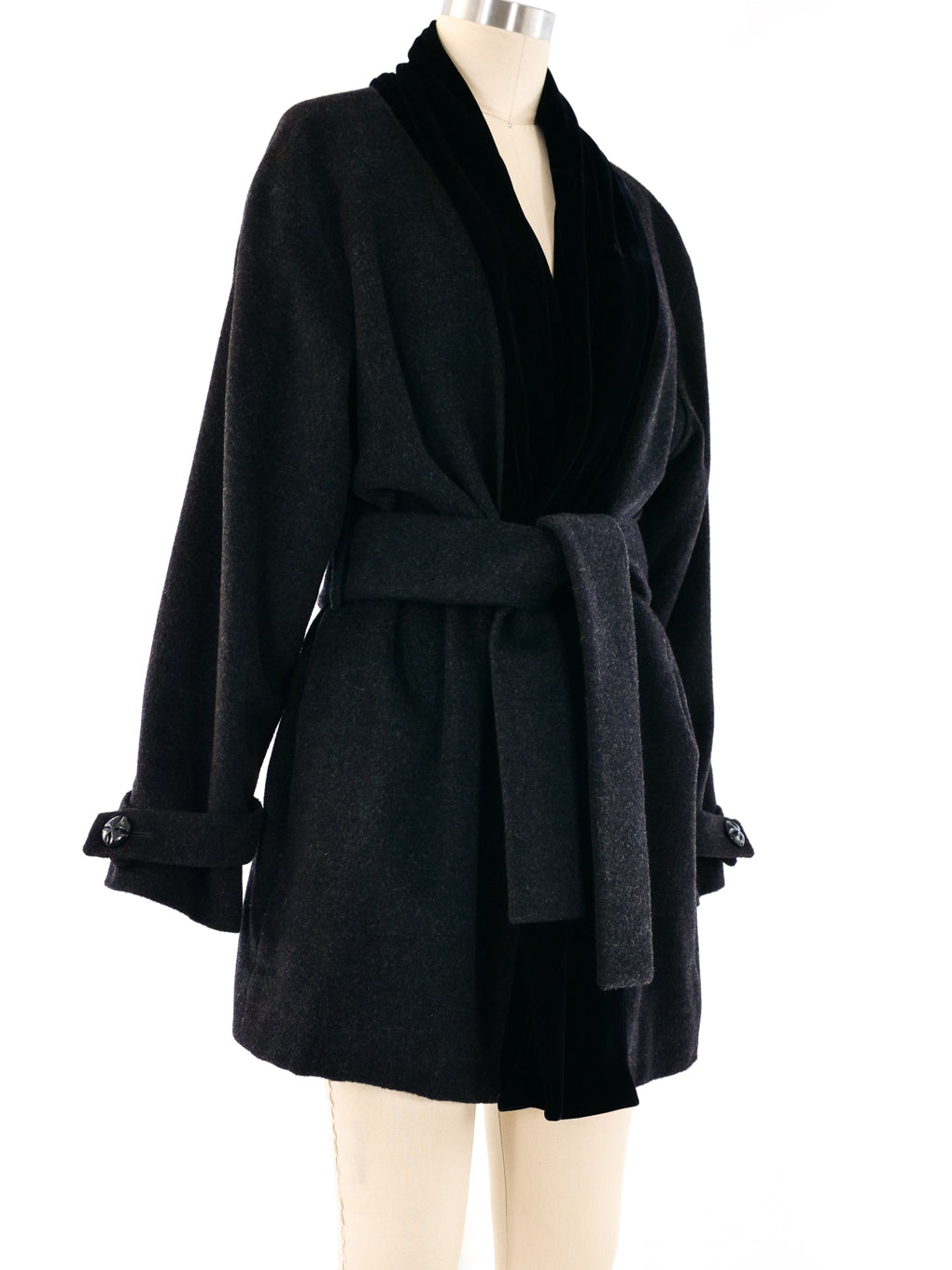 Documented Fall 1990 Yves Saint Laurent Cashmere Jacket w Leather Braid Closures main image 0