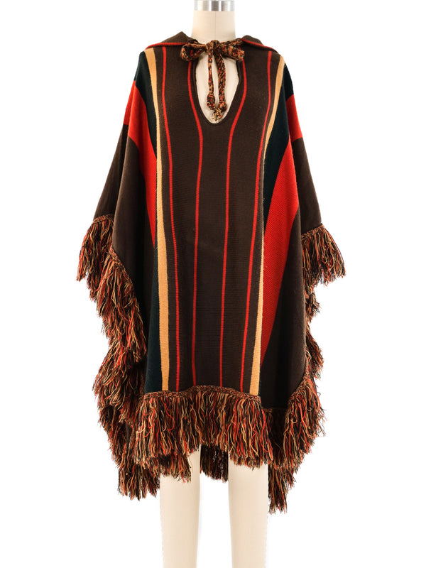1970's Hooded Fringed Sweater Cape Outerwear arcadeshops.com