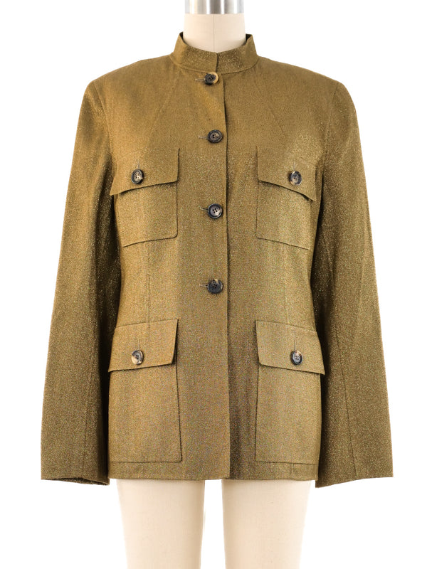 Celine Gold Glitter Shirt Jacket Jacket arcadeshops.com