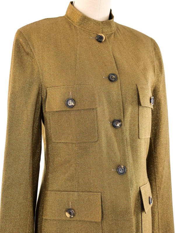 Celine Gold Glitter Shirt Jacket Jacket arcadeshops.com