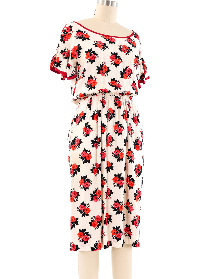 Yves Saint Laurent Rose Printed Silk Dress Dress arcadeshops.com