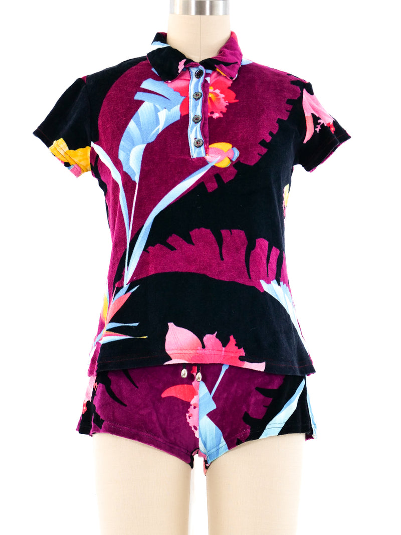 Leonard Floral Printed Terry Short Set Suit arcadeshops.com