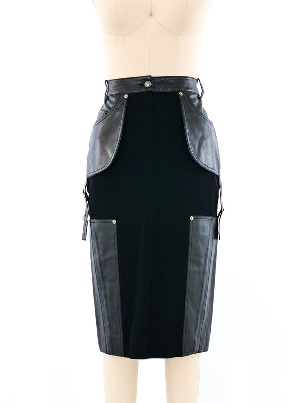 Christian Dior Utility Leather Midi Skirt Bottom arcadeshops.com