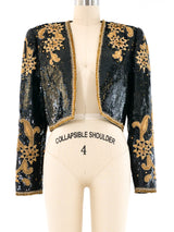 Victor Costa Jeweled Sequin Crop Jacket Jacket arcadeshops.com
