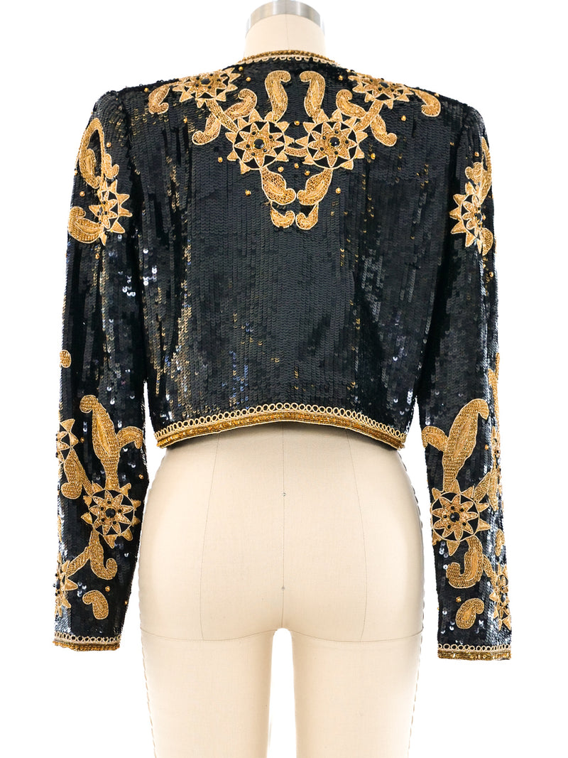 Victor Costa Jeweled Sequin Crop Jacket Jacket arcadeshops.com