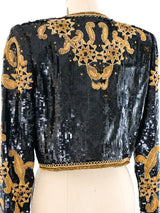 Victor Costa Jeweled Sequin Crop Jacket Jacket arcadeshops.com