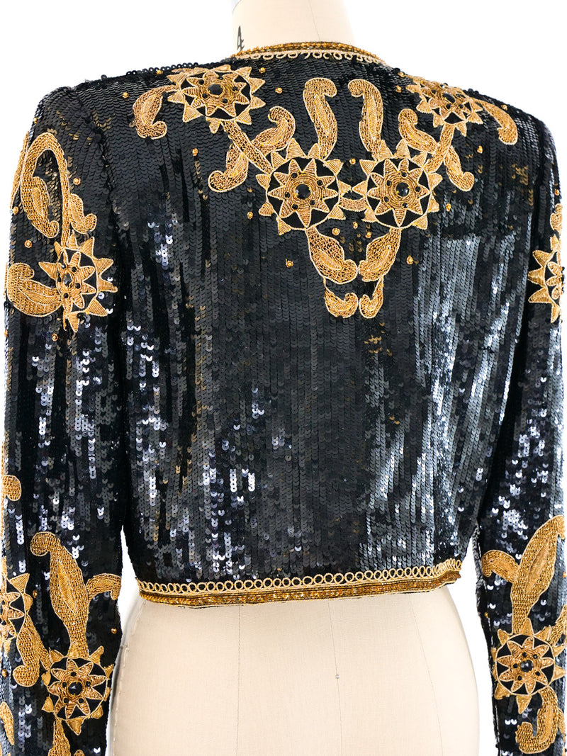 Victor Costa Jeweled Sequin Crop Jacket Jacket arcadeshops.com