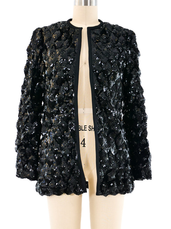 Bill Blass Black Quilted Sequin Jacket Jacket arcadeshops.com