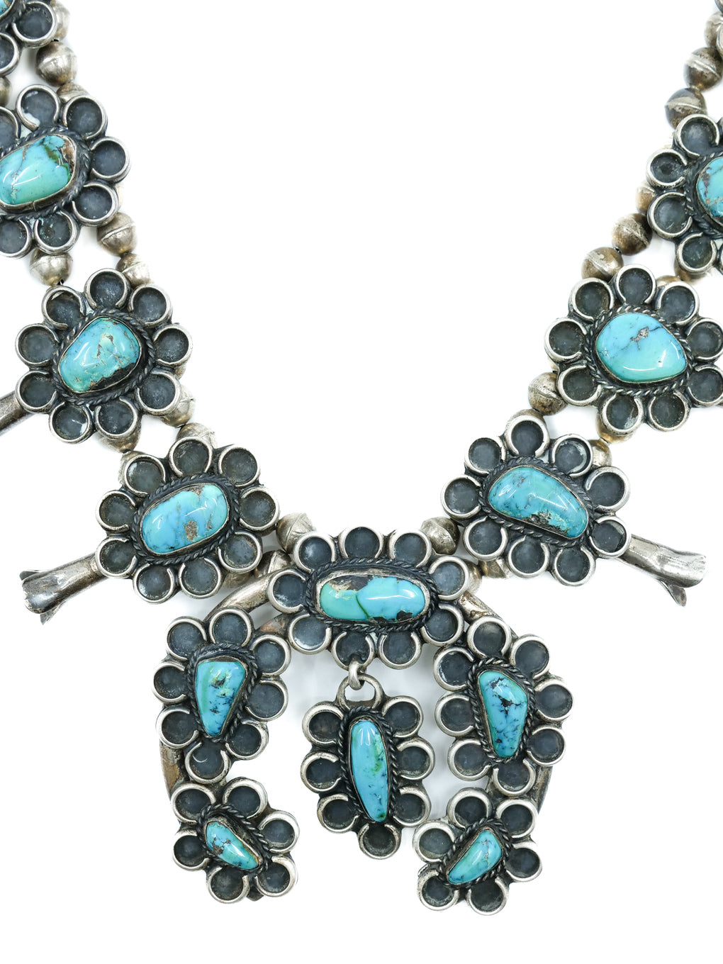 Lot - A Navajo squash blossom necklace
