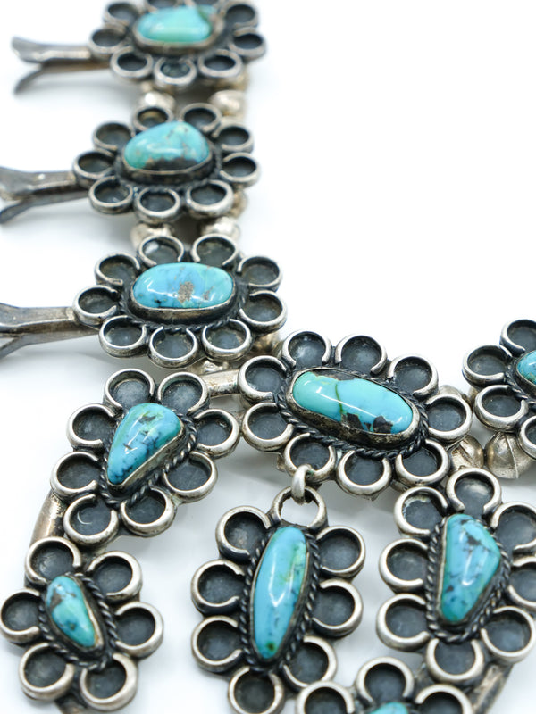 Navajo Turquoise Squash Blossom Necklace Jewelry arcadeshops.com