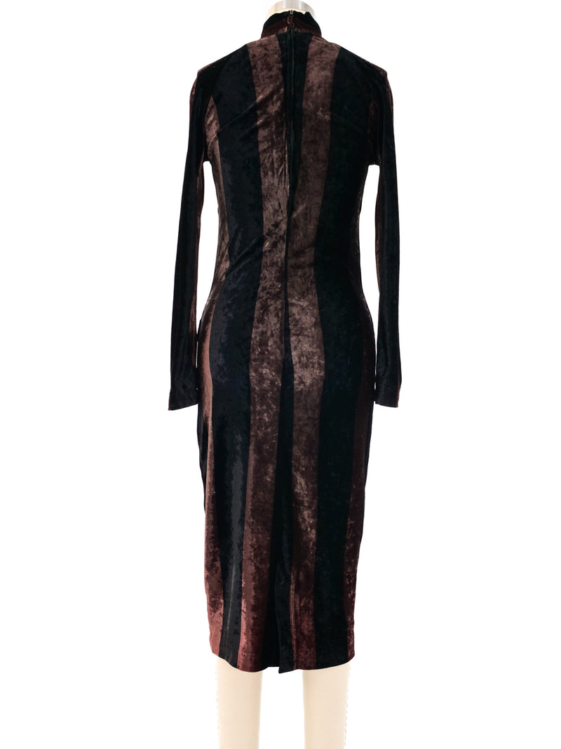 1993 Gianni Versace Striped Midi Velvet Dress Dress arcadeshops.com