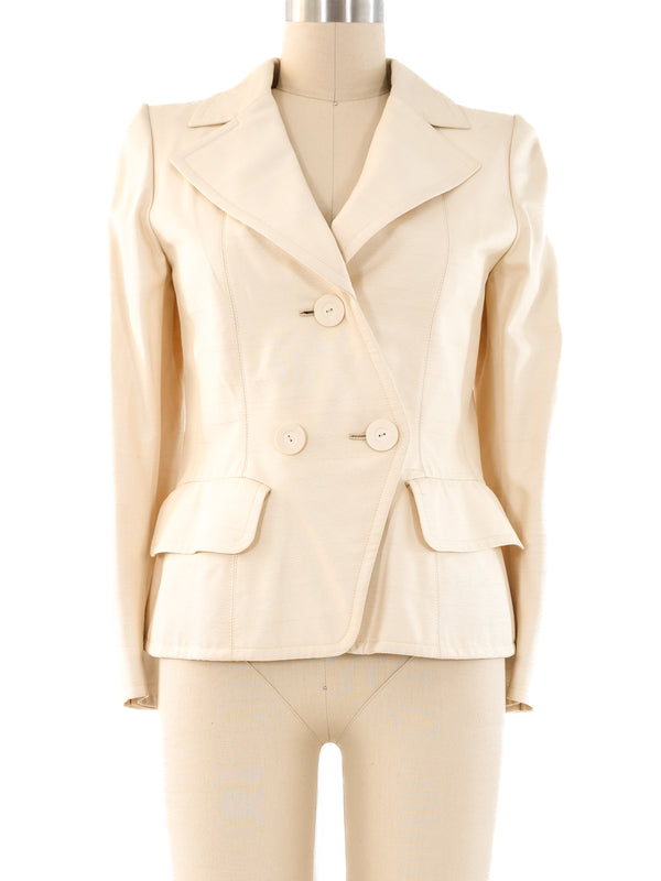 Yves Saint Laurent Haute Couture Double Breasted Silk Blazer Jacket arcadeshops.com