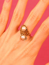 14K Double Pearl Bypass Style Ring Fine Jewelry arcadeshops.com