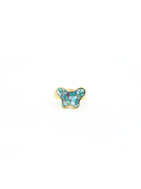 24K Mosaic Opal Butterfly Ring Fine Jewelry arcadeshops.com