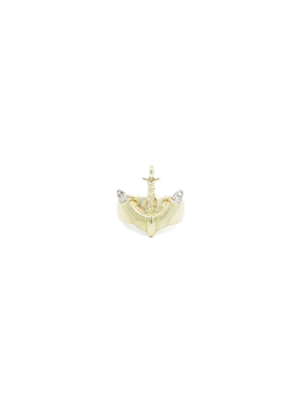 Diamond Accented Gold Anchor Ring Fine Jewelry arcadeshops.com