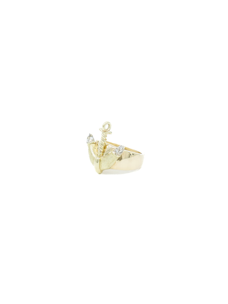 Diamond Accented Gold Anchor Ring Fine Jewelry arcadeshops.com