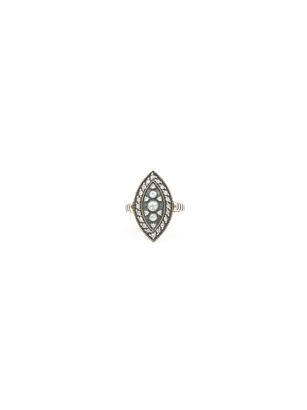 18K Marquis Style Rose Cut Diamond Ring Fine Jewelry arcadeshops.com