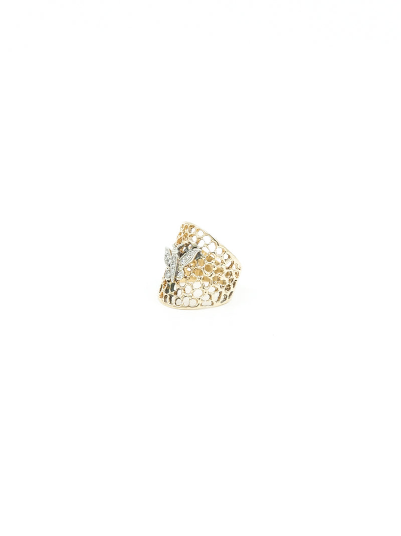 14K Butterfly Accented Open Work Wide Band Fine Jewelry arcadeshops.com